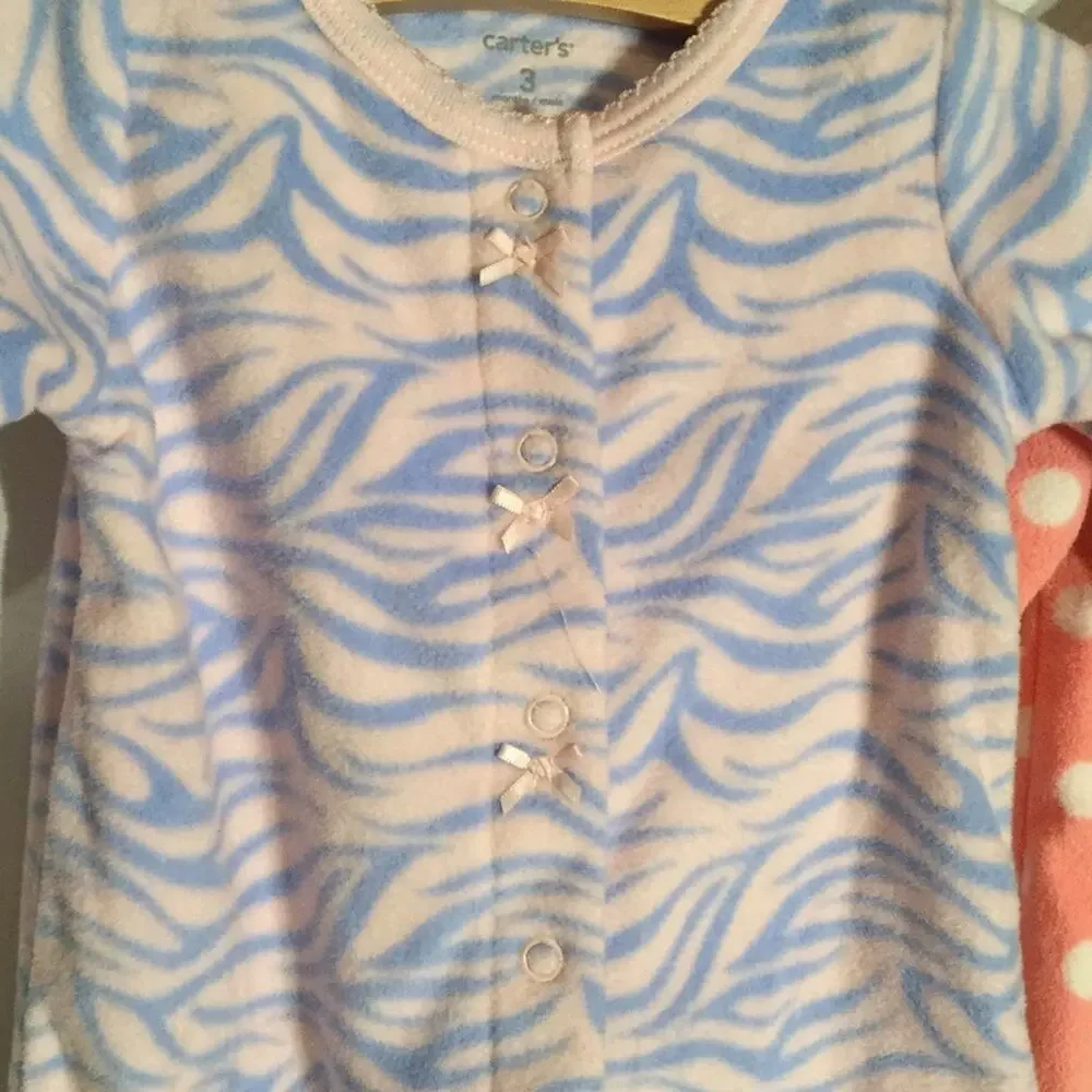 Carters girl fleece footie pjs 3m size in a bundle